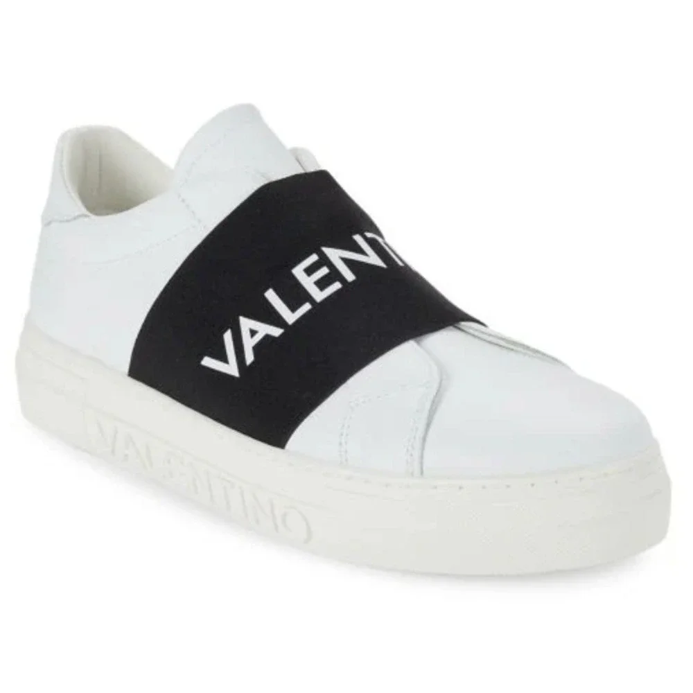 Valentino Size 9.5 White Leather Logo Slip On Sneakers Shoes NEW Maya‎ $499